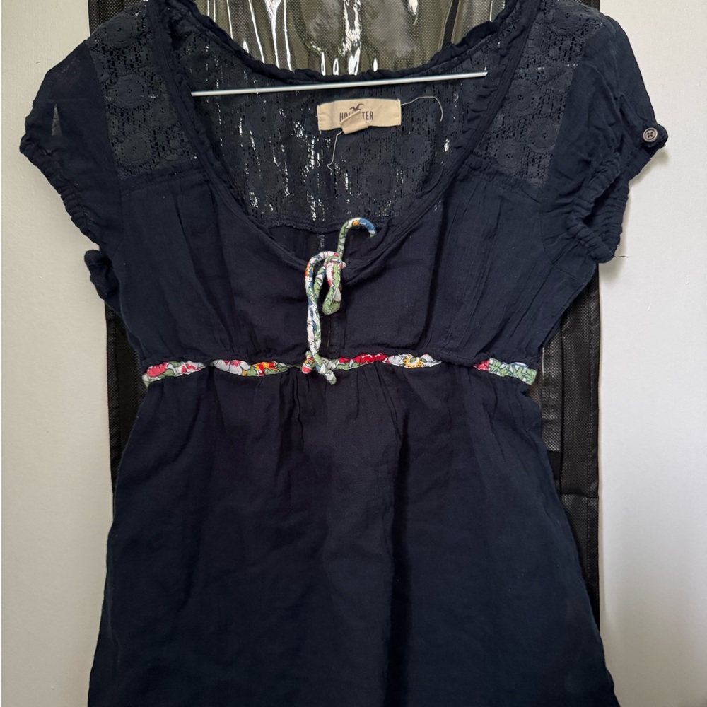 Hollister Navy Peplum Top